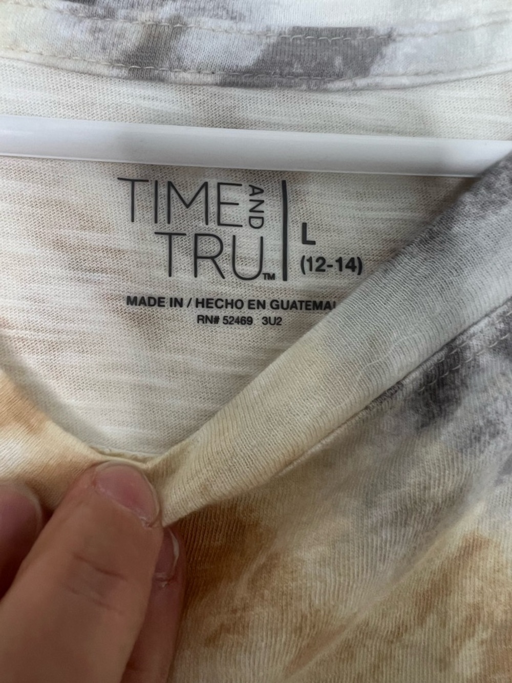 Time and Tru Tie-Dye Sleeveless Tank Top - Beige, Gray & White Size Large - Picture 2 of 4